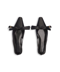 Nano Bow Flat Slingback - Black & Gold