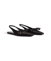Nano Bow Flat Slingback - Black & Gold
