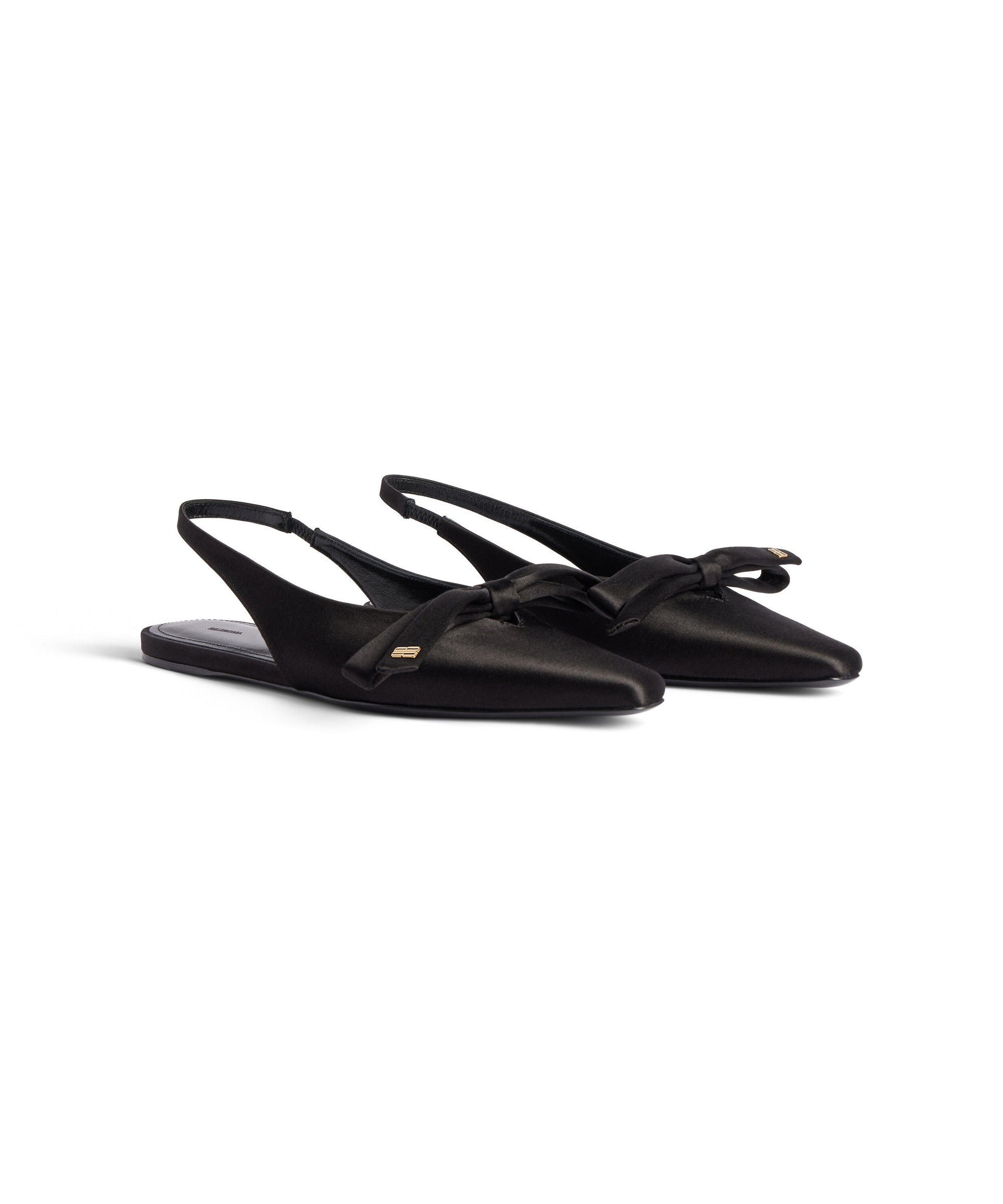 Nano Bow Flat Slingback - Black & Gold