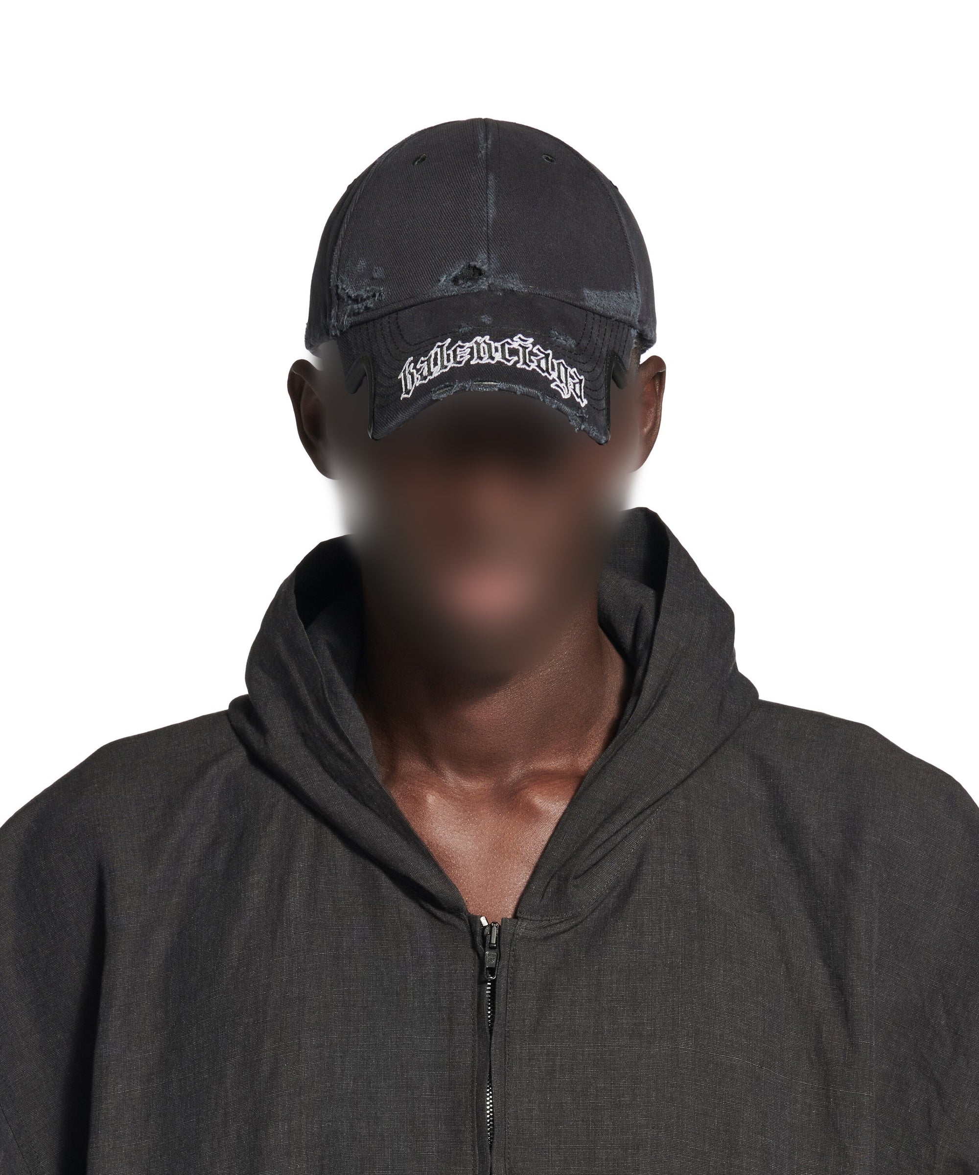 Blackletter Script Cap - Faded Washed Black