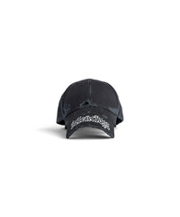 Blackletter Script Cap - Faded Washed Black