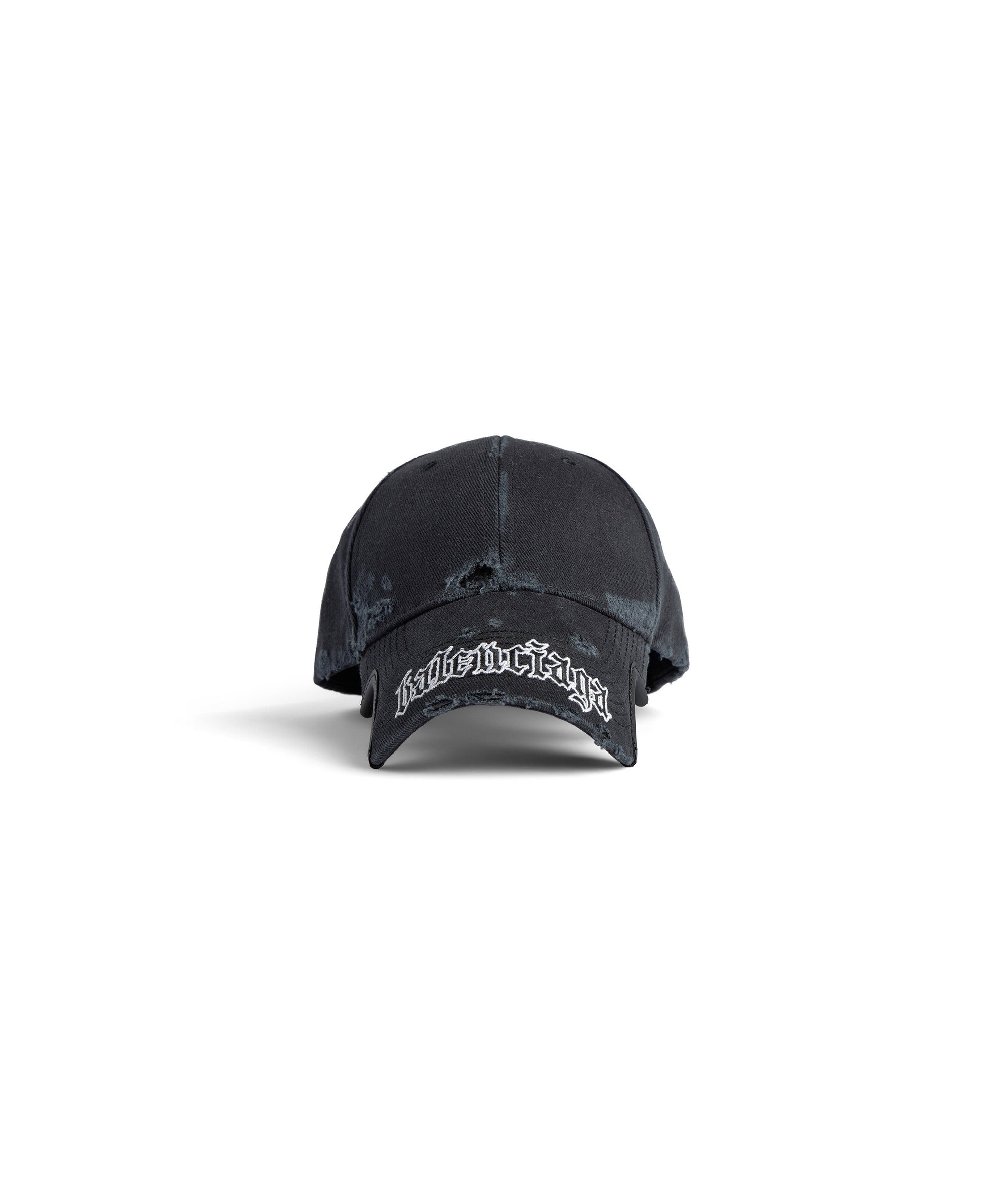 Blackletter Script Cap - Faded Washed Black