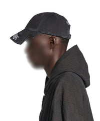 Blackletter Script Cap - Faded Washed Black