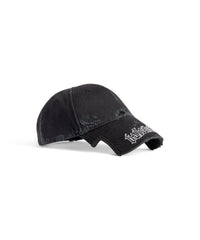Blackletter Script Cap - Faded Washed Black