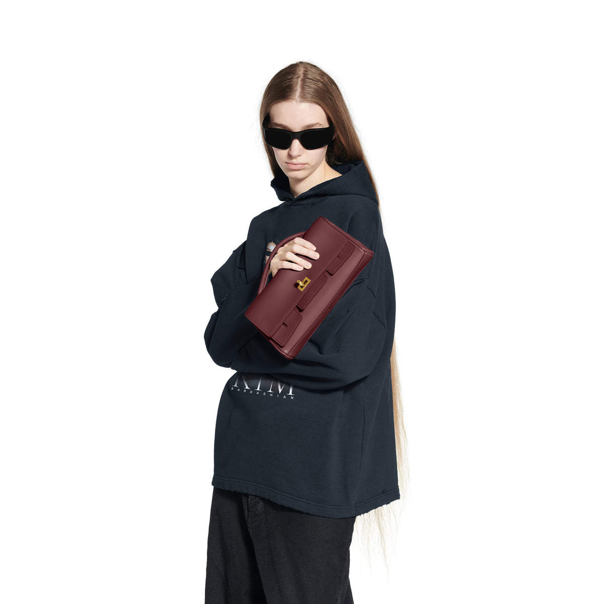 Bel Air Clutch On Strap Small - Dark Burgundy