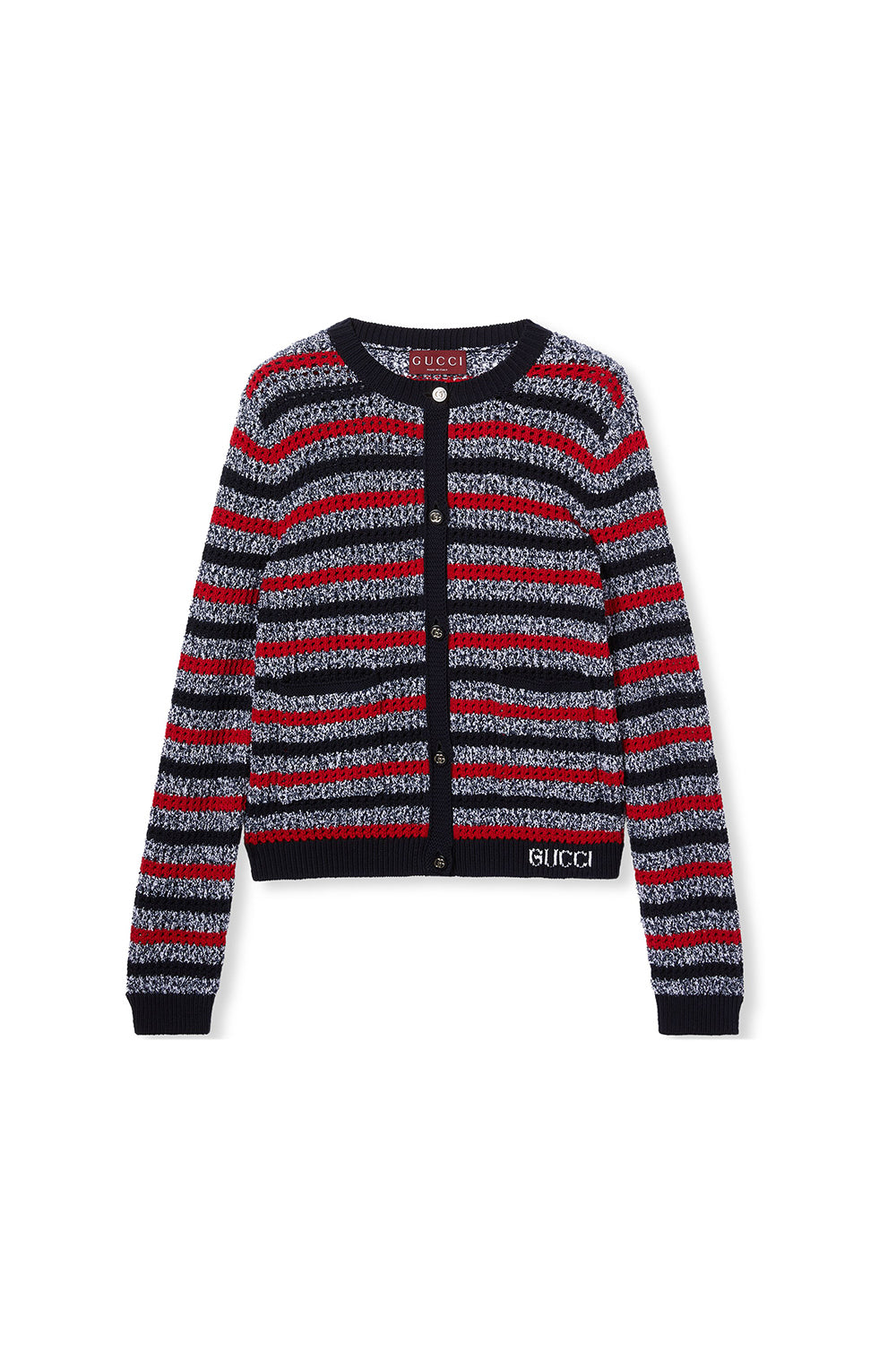 Stripe with Gucci navy & red & white Cardigan - Navy & Red & White