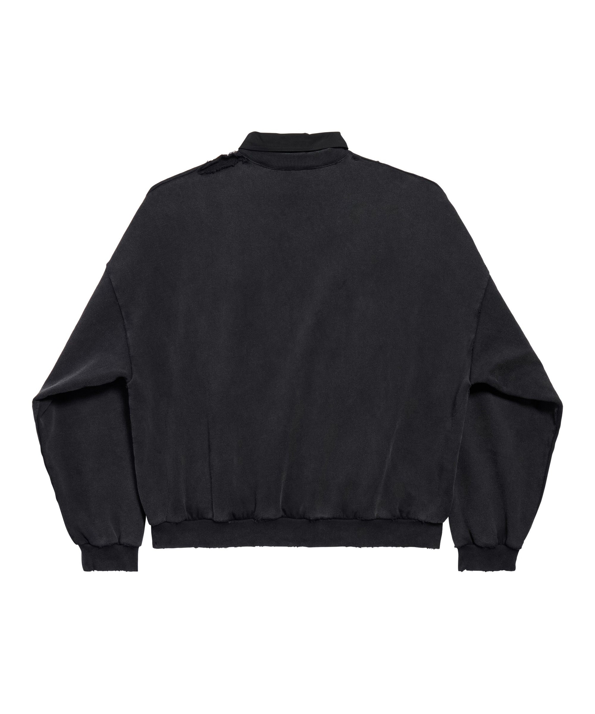 Shirt Collar Crewneck - Faded Washed Black