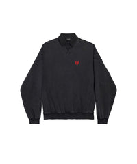 Shirt Collar Crewneck - Faded Washed Black