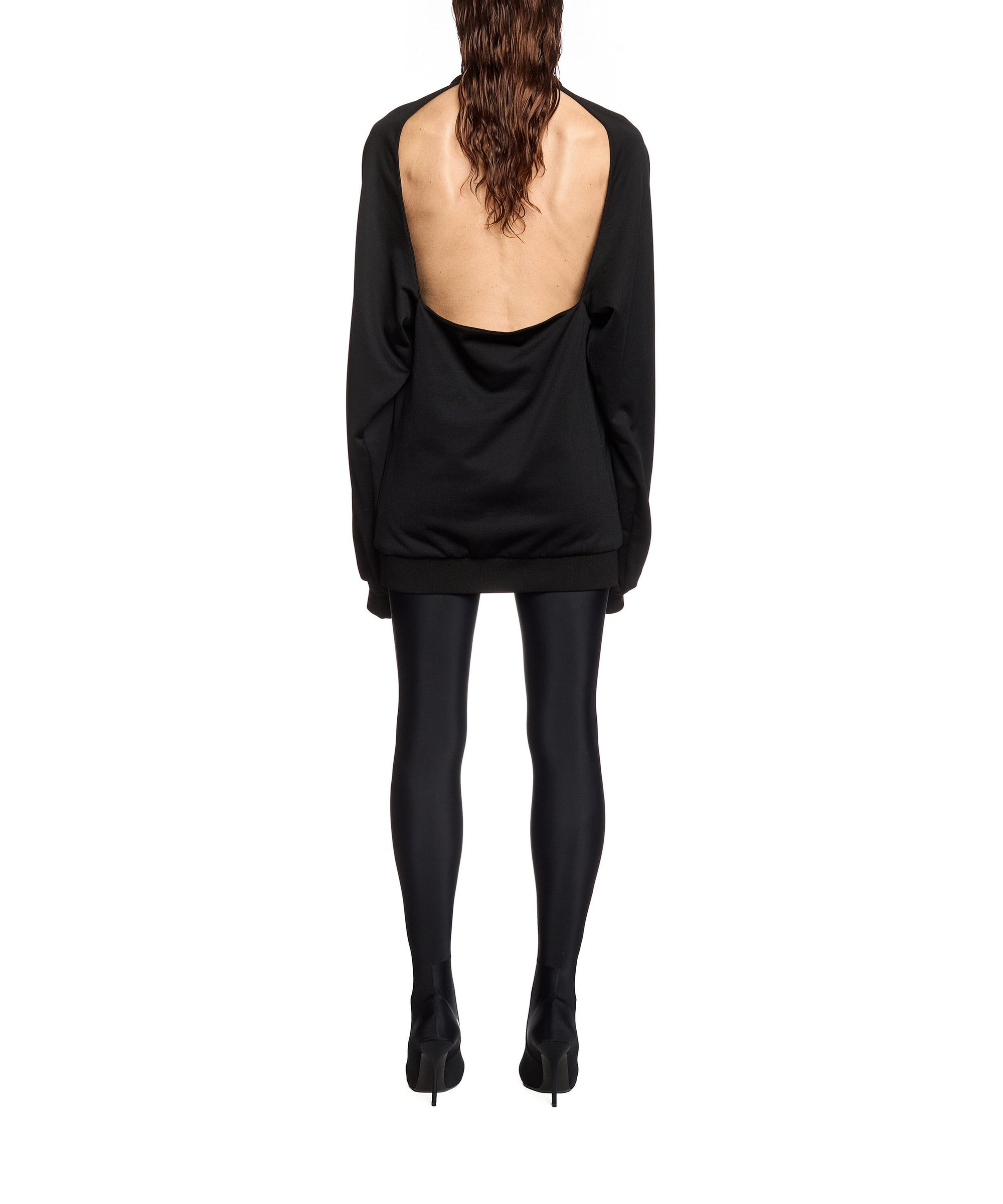 Open Back Tracksuit Dress - Black