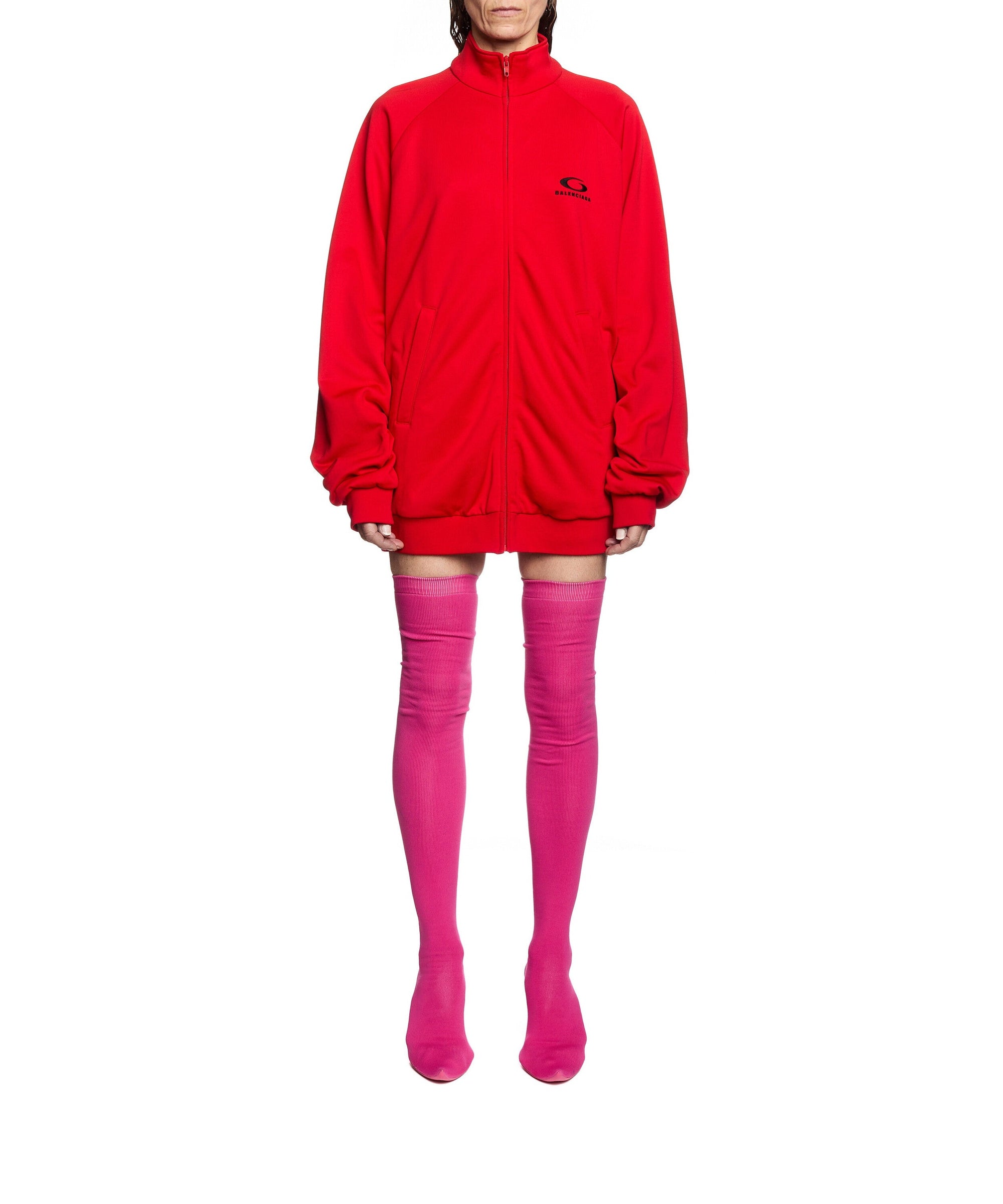 Open Back Tracksuit Dress - Vivid Red
