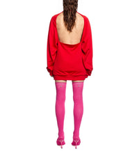 Open Back Tracksuit Dress - Vivid Red