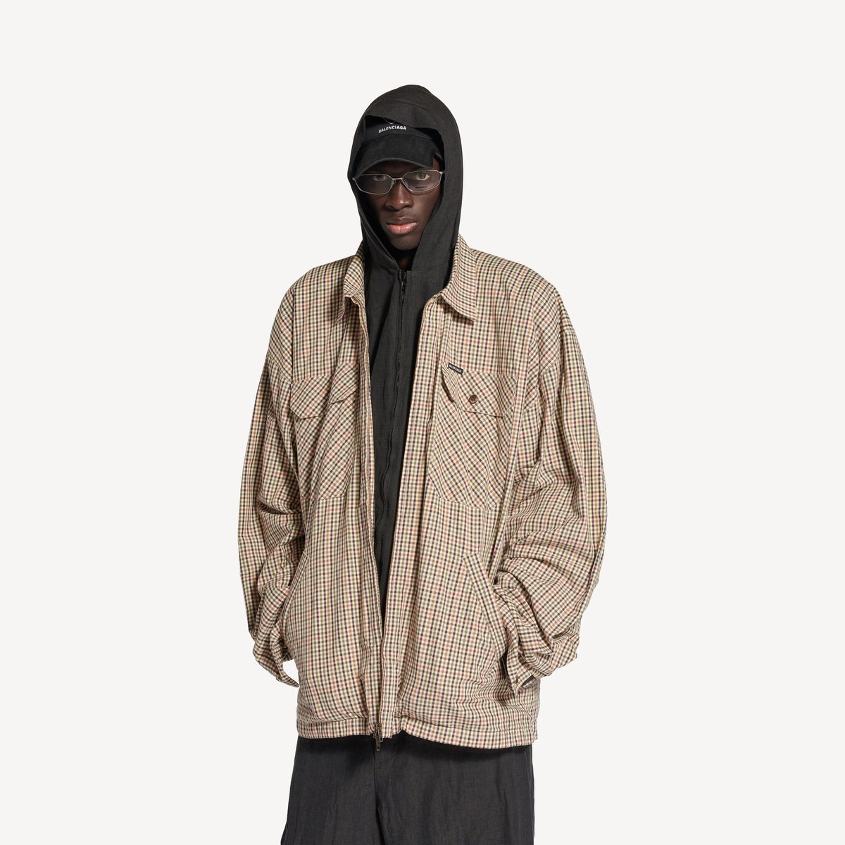 Zip-Up Shirt - Beige & Khaki