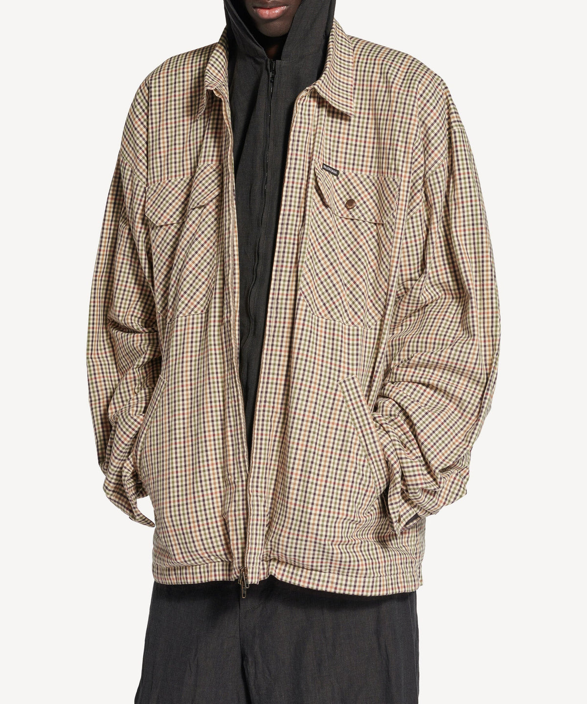 Zip-Up Shirt - Beige & Khaki