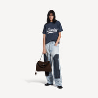 Luxury Script T-Shirt - Washed Navy & White
