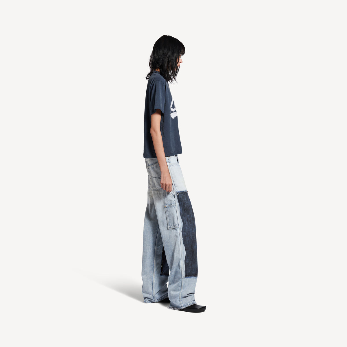 Luxury Script T-Shirt - Washed Navy & White