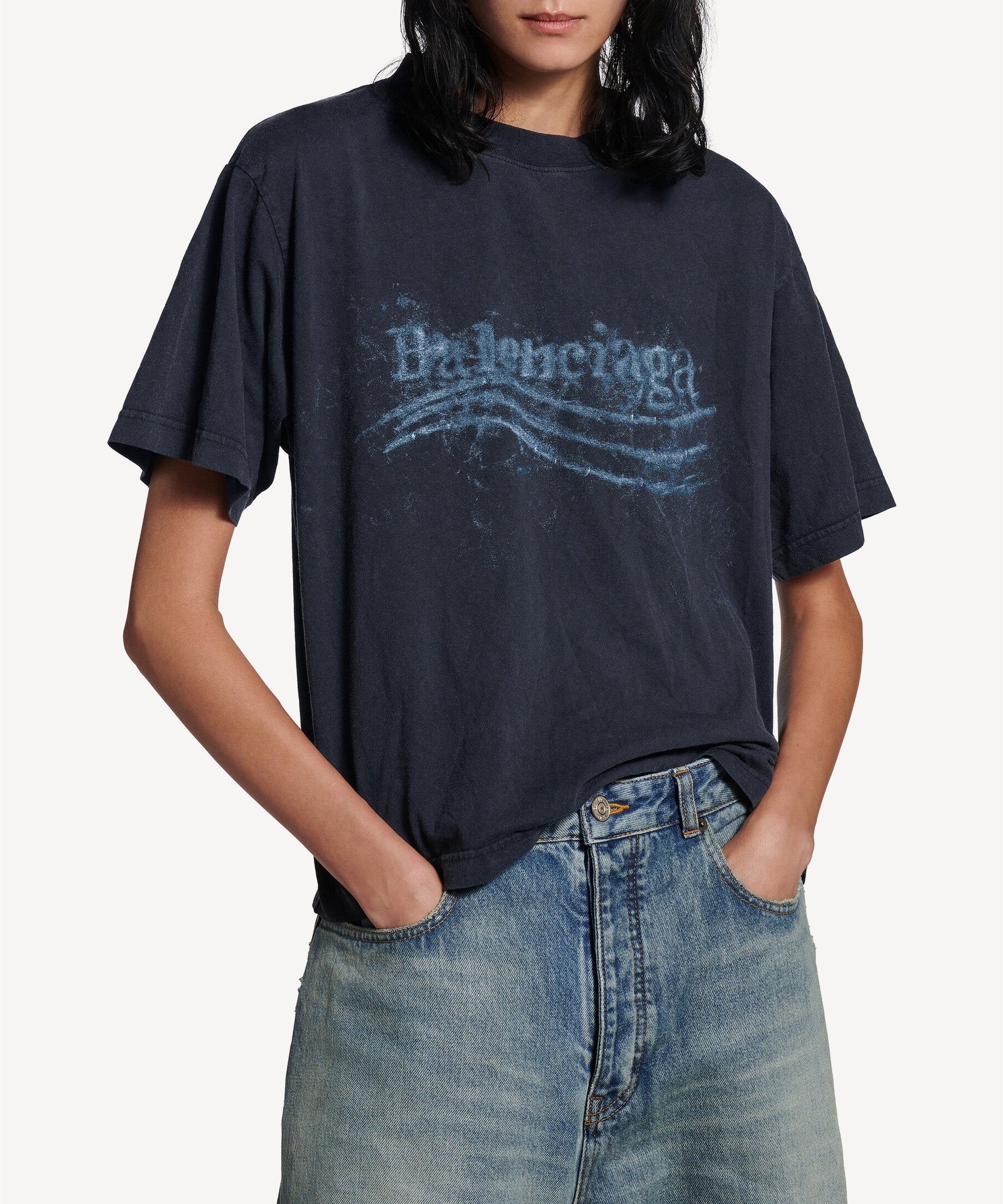 Washed Crayon Political T-Shirt - Washed Black