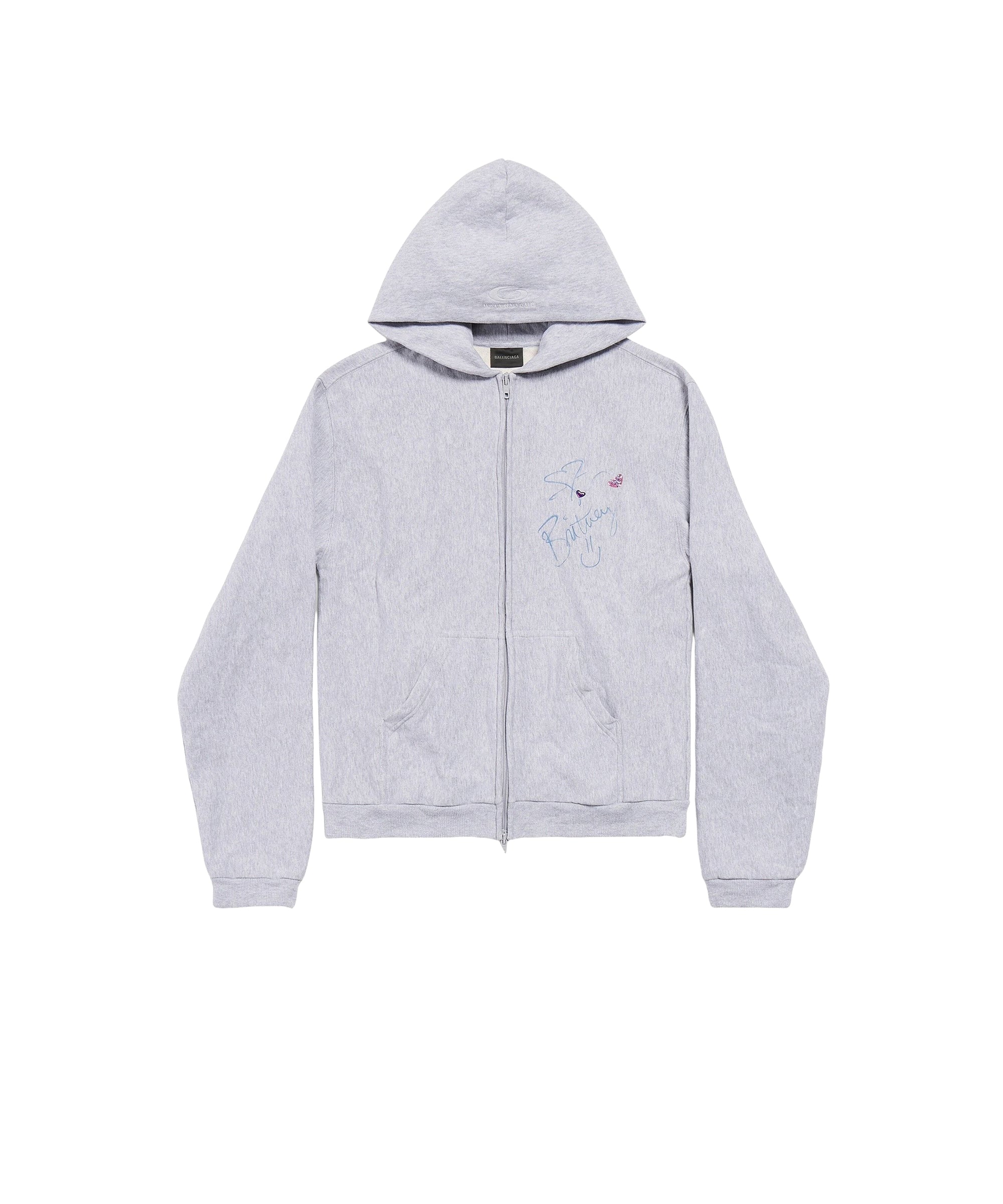 Balenciaga Music x Britney Spears Series Zip-Up Hoodie - Light Heather Grey