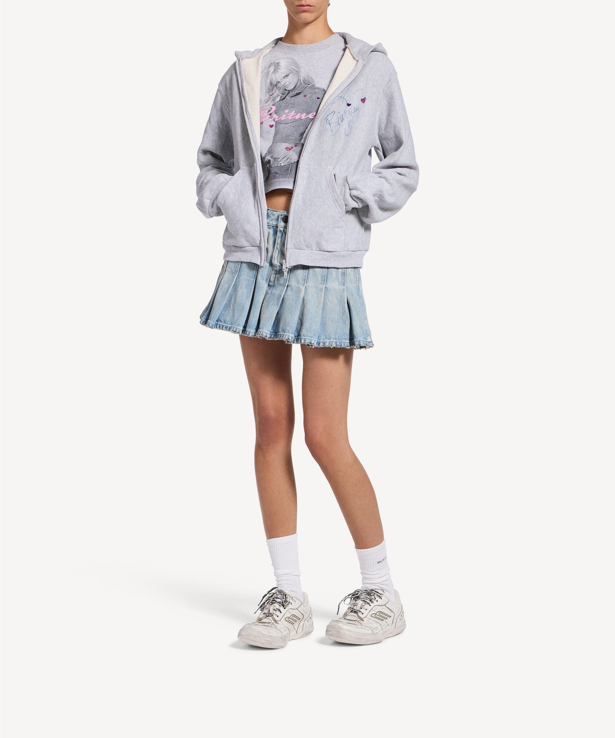 Balenciaga Music x Britney Spears Series Zip-Up Hoodie - Light Heather Grey