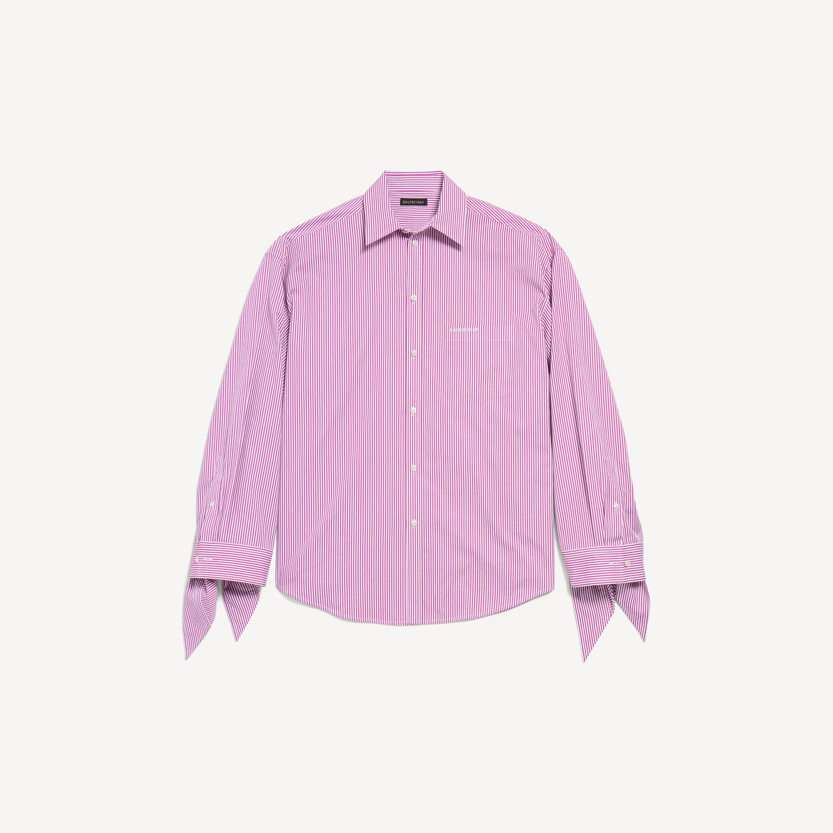 Knotted Cuff Blouse - Plum & White