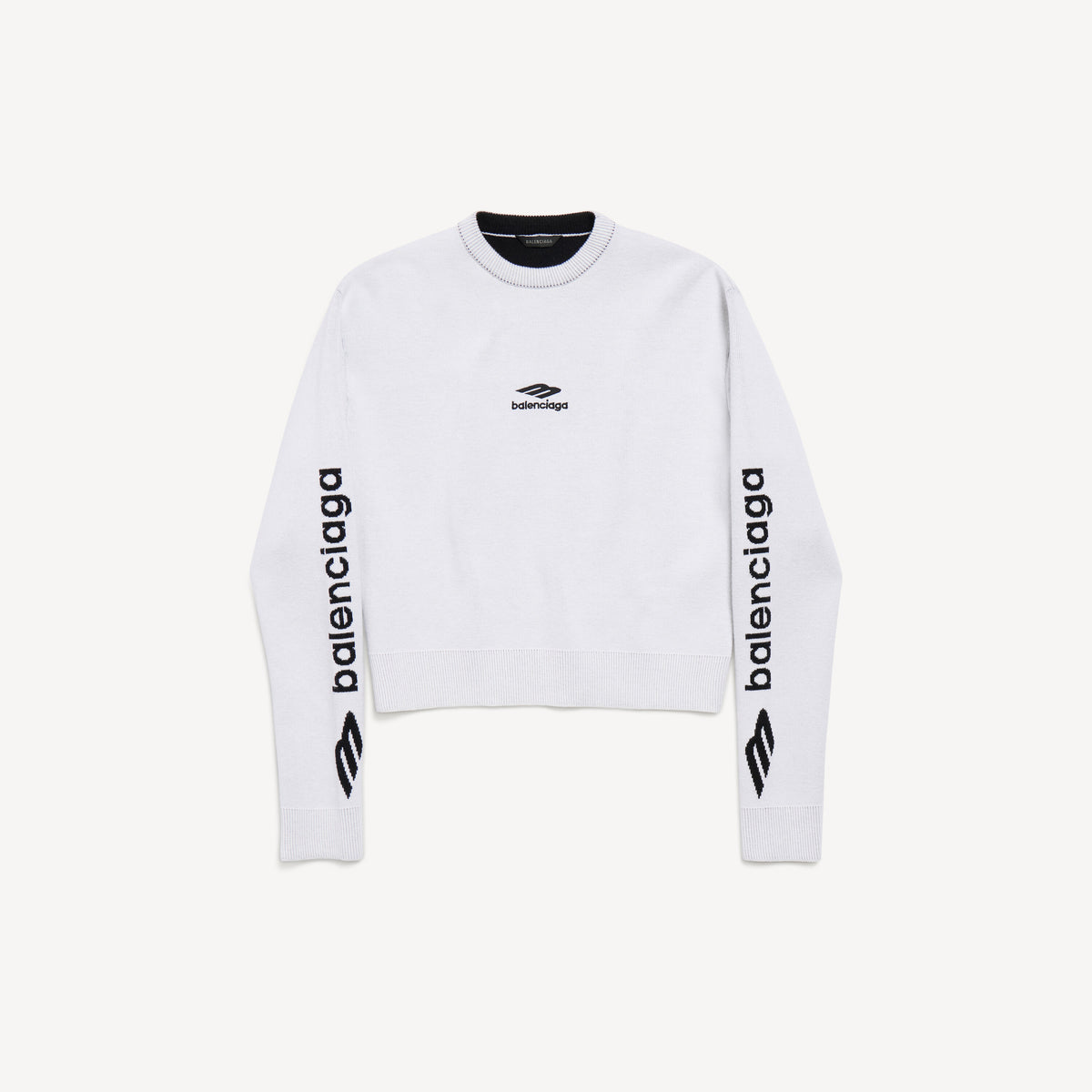 3B Sports Icon Cropped Crewneck - White & Black