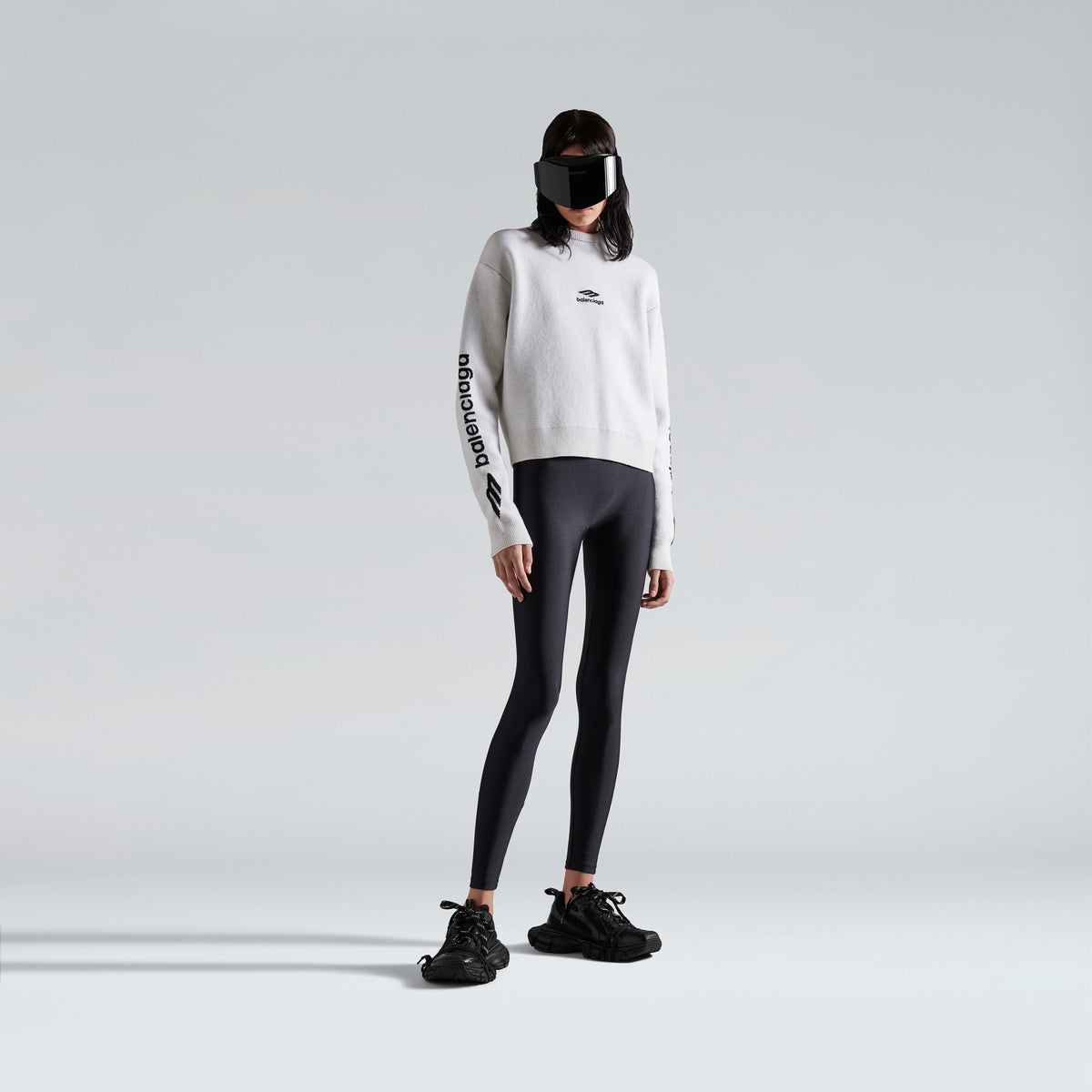 3B Sports Icon Cropped Crewneck - White & Black