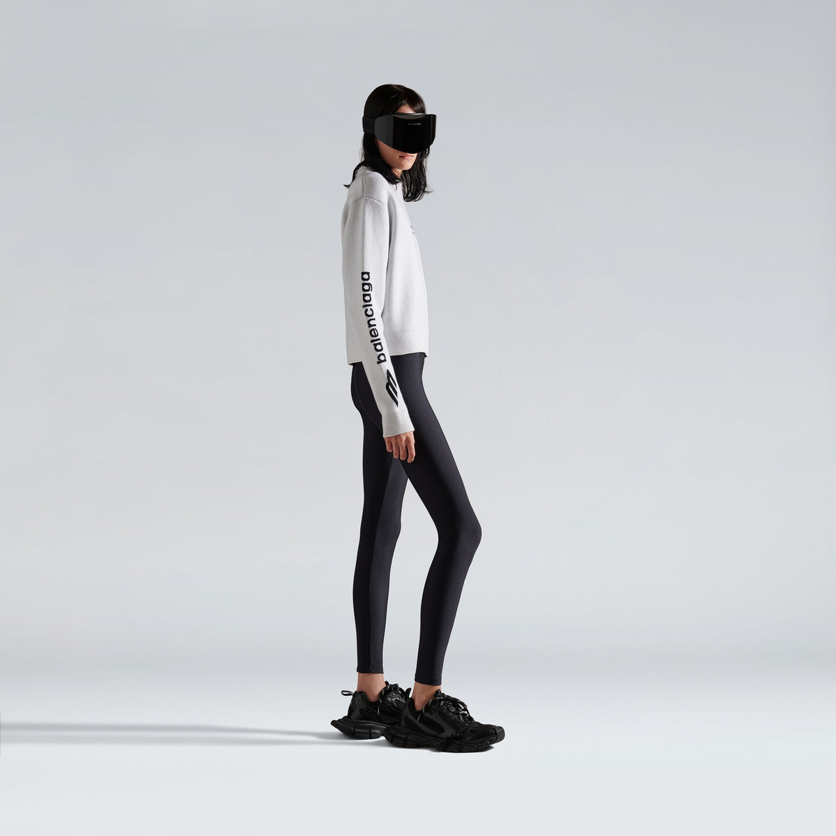 3B Sports Icon Cropped Crewneck - White & Black