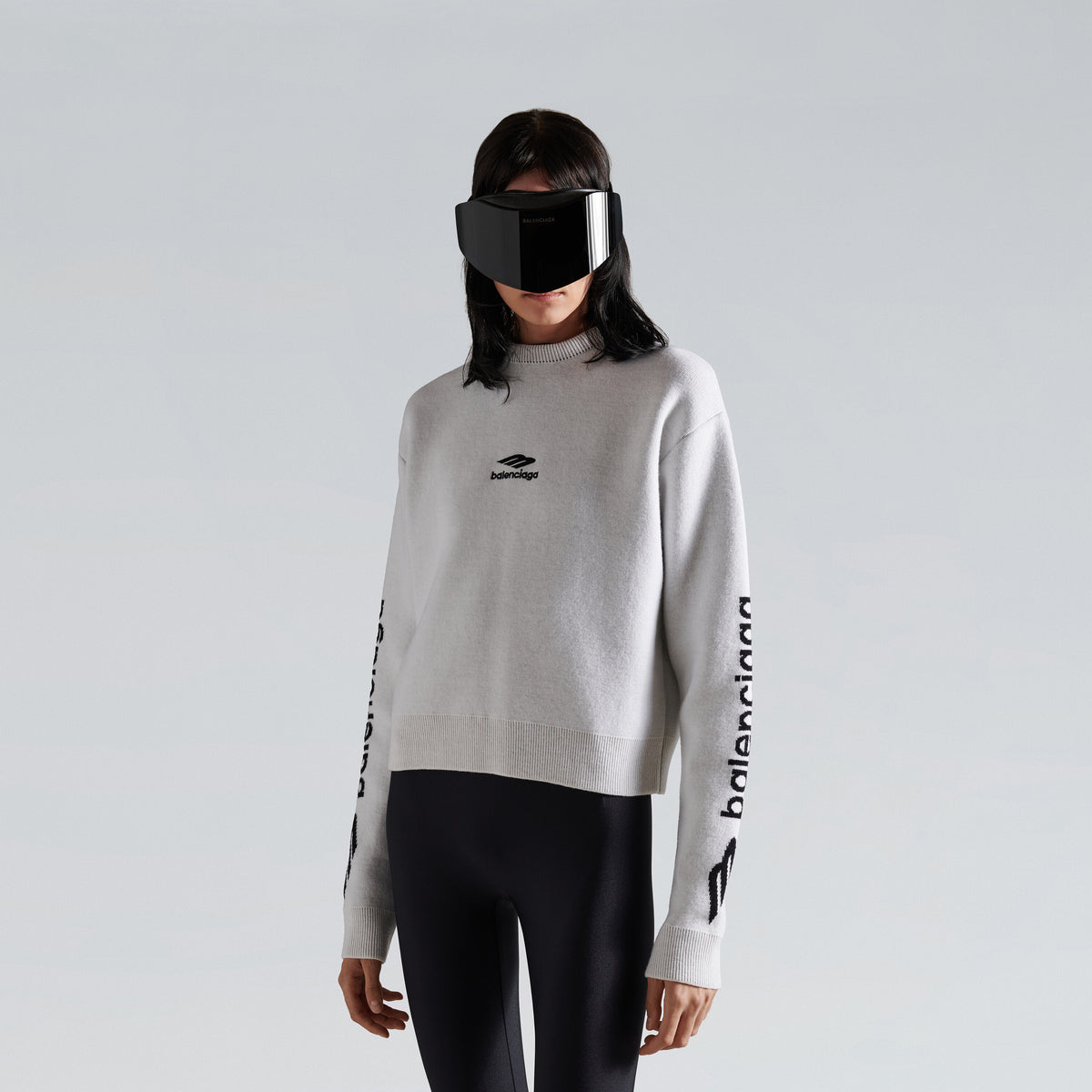 3B Sports Icon Cropped Crewneck - White & Black