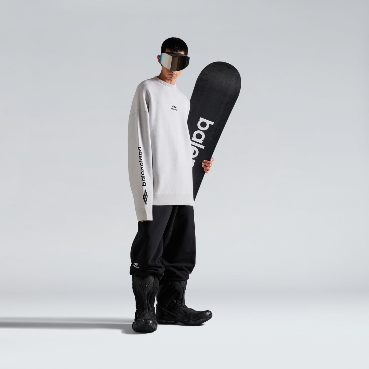 3B Sports Icon Ski Crewneck - White & Black