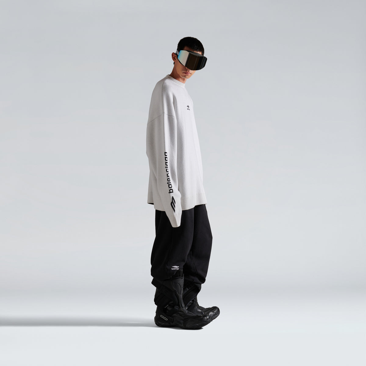 3B Sports Icon Ski Crewneck - White & Black