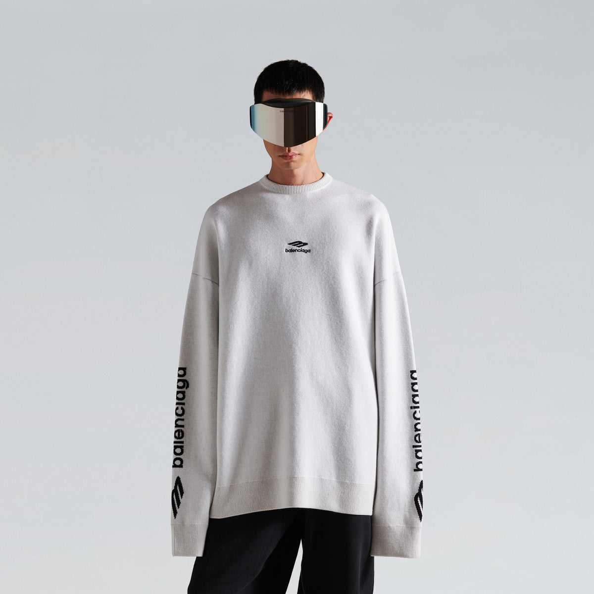 3B Sports Icon Ski Crewneck - White & Black
