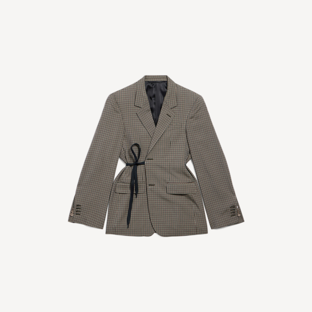 Wrap Tailored Jacket - Khaki & Brown