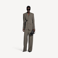 Wrap Tailored Jacket - Khaki & Brown