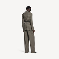 Wrap Tailored Jacket - Khaki & Brown