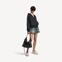 Loop Sports Icon Lace-Up Hoodie - Faded Washed Black
