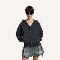 Loop Sports Icon Lace-Up Hoodie - Faded Washed Black