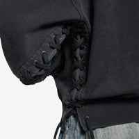 Loop Sports Icon Lace-Up Hoodie - Faded Washed Black