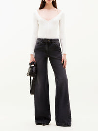 Swallow rib knit Top - White