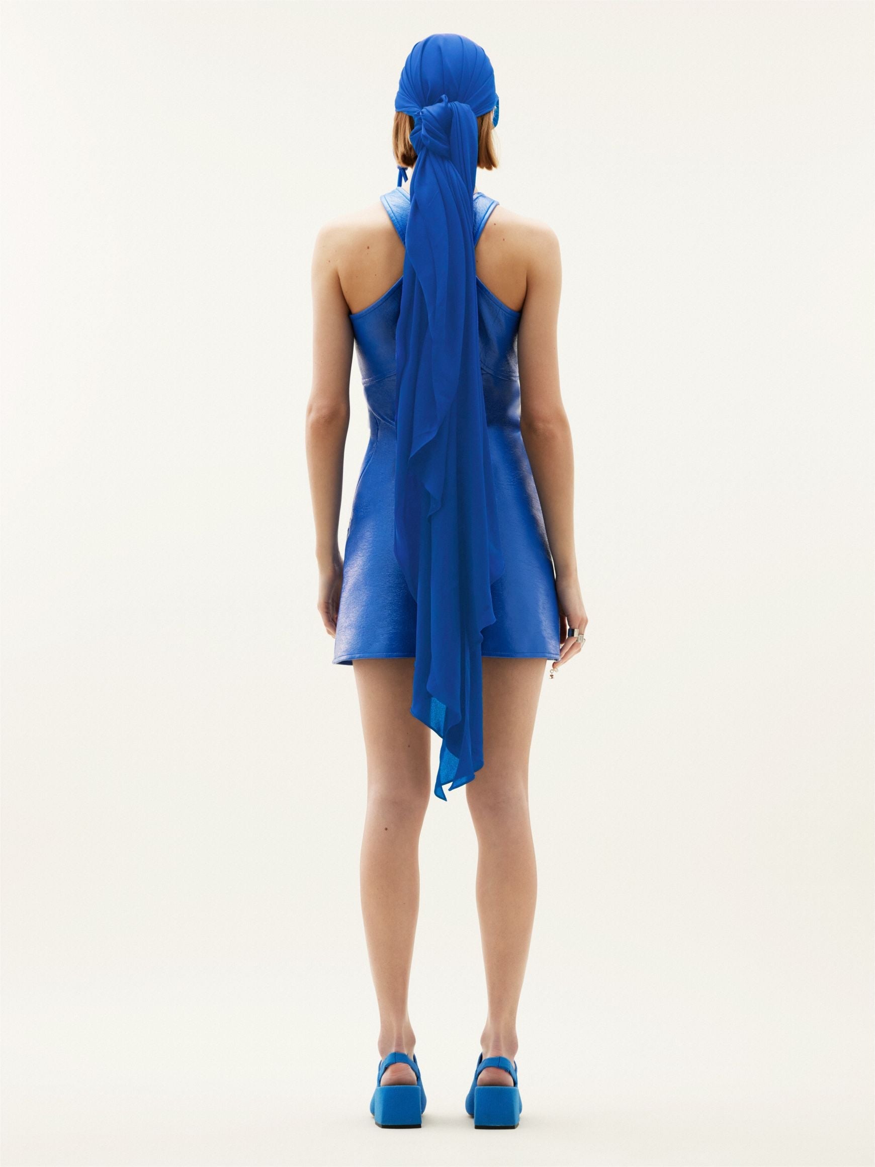 Criss cross vinyl Dress - Blue