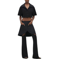 Cotton cropped Polo - Black