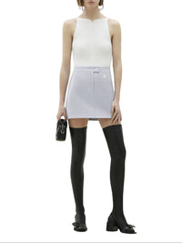 Swallow rib knit tank Top - White