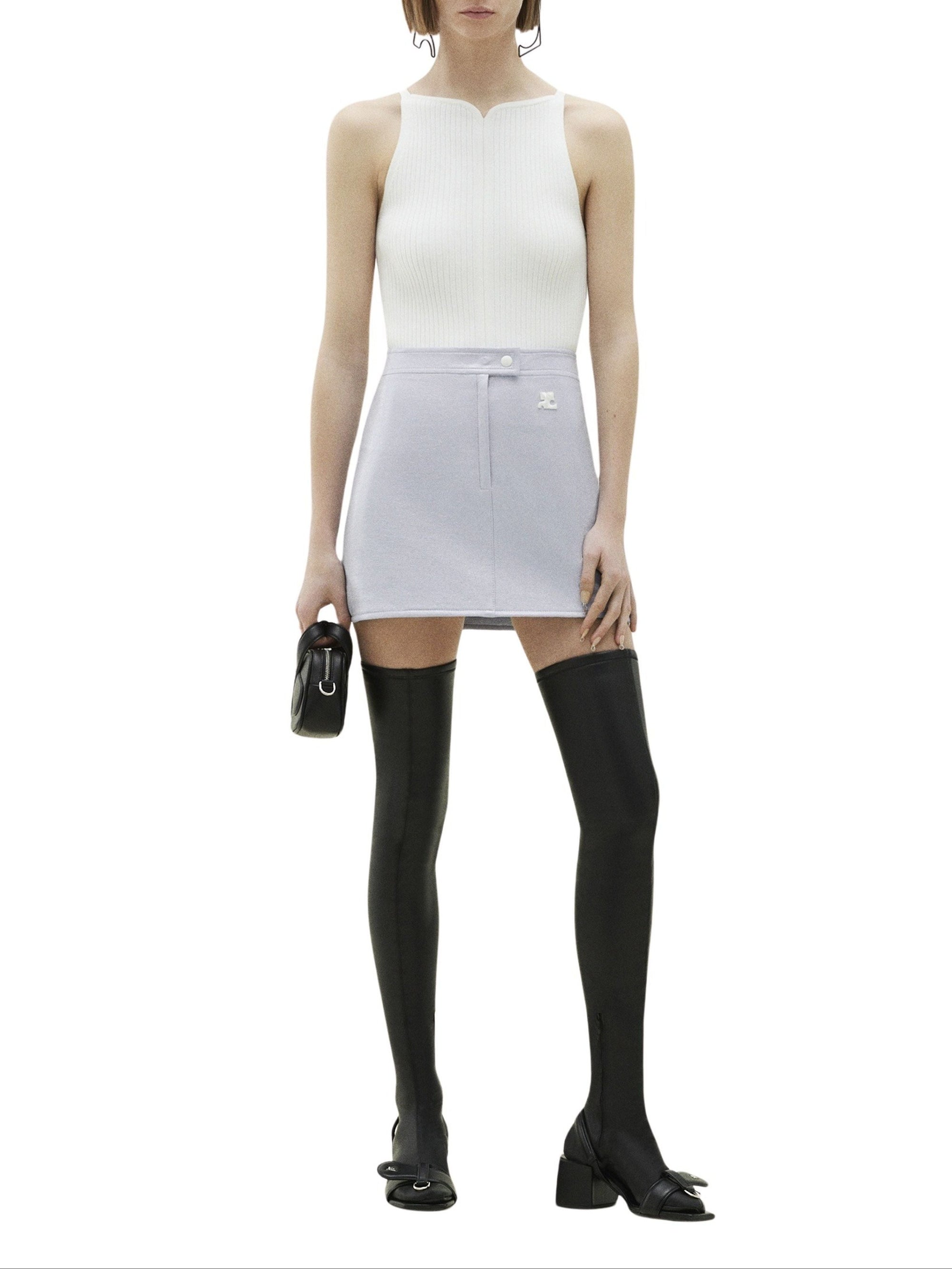 Swallow rib knit tank Top - White