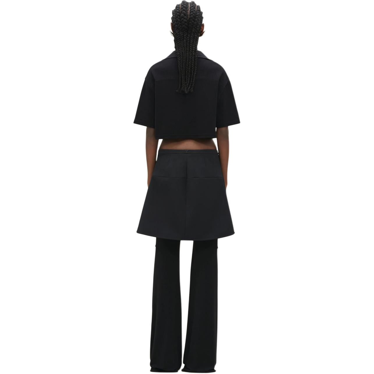 Cotton cropped Polo - Black