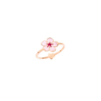 Cherry blossom rose gold pink & fuchsia enamel Ring - Rose Gold