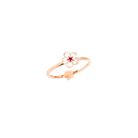 Cherry blossom ring in 9K rose gold with white and fuchsia enamel - Rose Gold