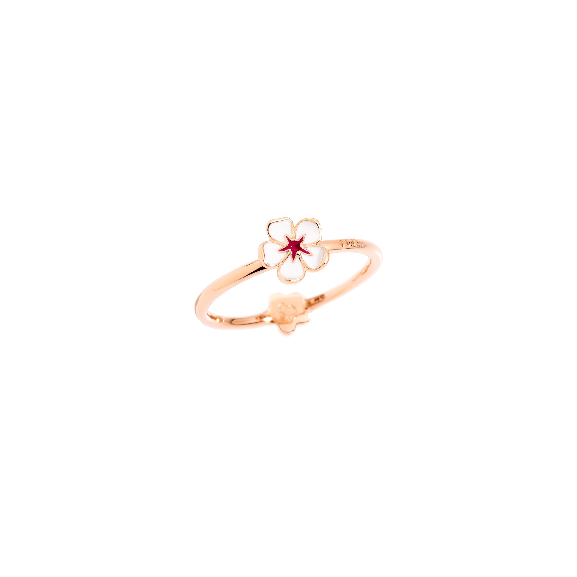 Cherry blossom ring in 9K rose gold with white and fuchsia enamel - Rose Gold