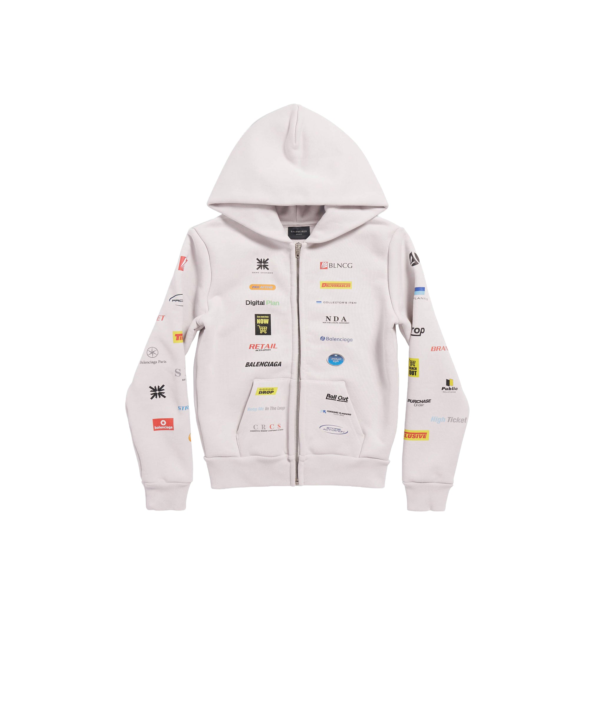 Business English Zip-Up Hoodie - Off White