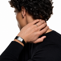 Reflet Small steel white dial & black shiny calf Watch - White & Black