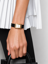 Reflet Medium yellow gold white lacquer & black shiny calf Watch - White & Yellow & Black