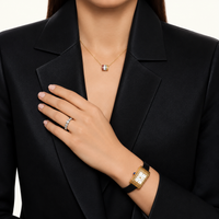 Reflet Medium yellow gold white lacquer & black shiny calf Watch - White & Yellow & Black