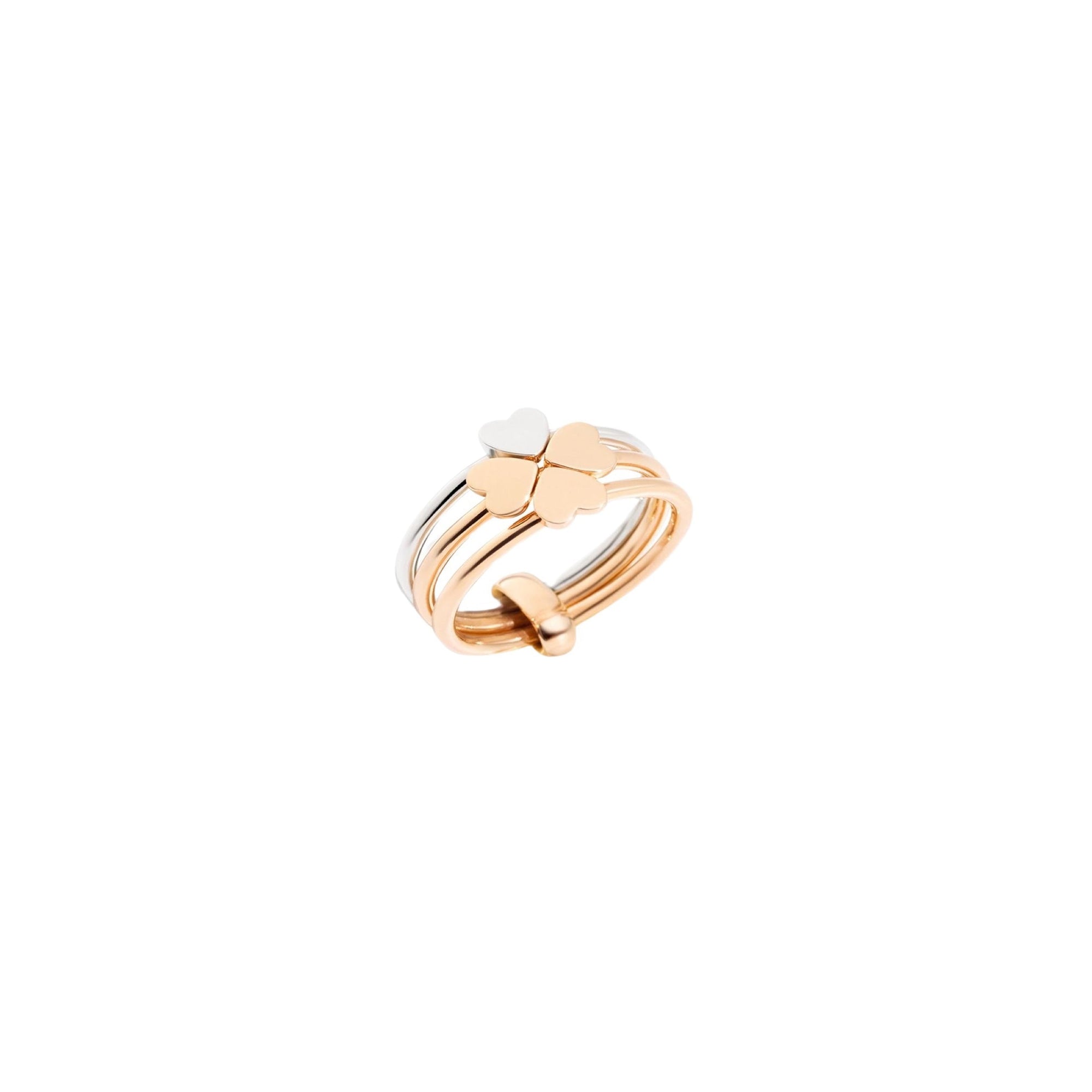9K Rose Gold And Sterling Silver Four-Leaf Ring - Rose Gold
